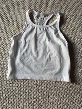 lululemon athletica White Striped Racerback Crop Tank